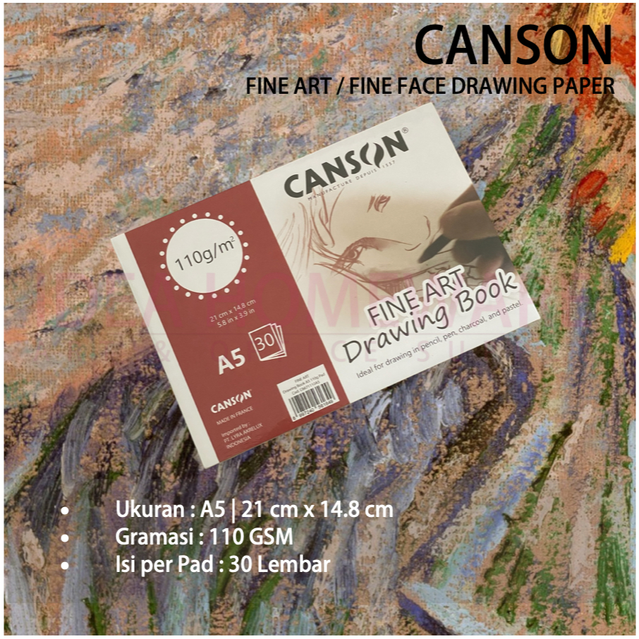 

Drawing Book Fine Art Canson Fine Face 110 gsm A5 30 Lembar Kertas Sketsa Kertas Gambar 6671110A5 - Pad