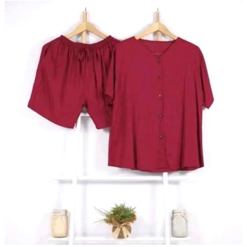 GROSIR SETELAN PIYAMA KANCING pendek Rayon premium