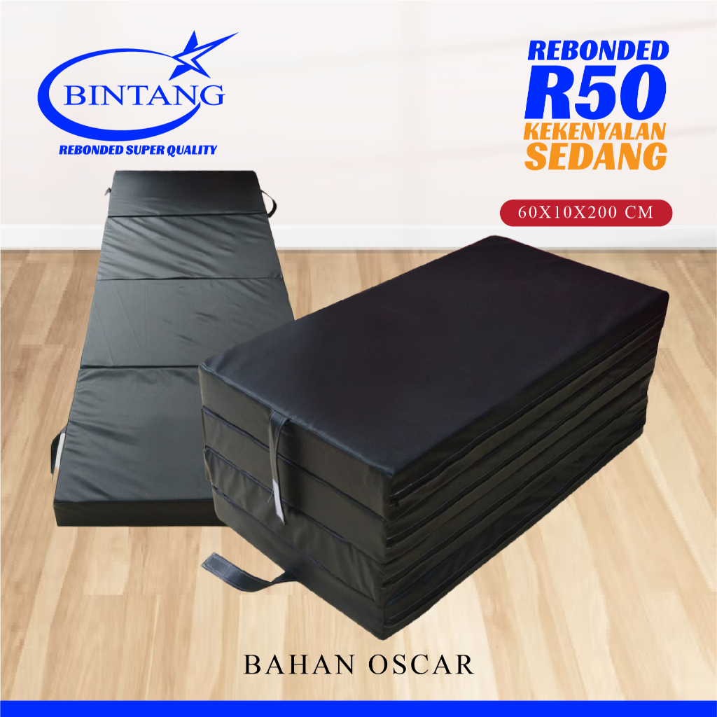 Kasur Lipat 4 Rebonded R50 / Kasur Lipat 4 60x10x200 /Kasur Serbaguna