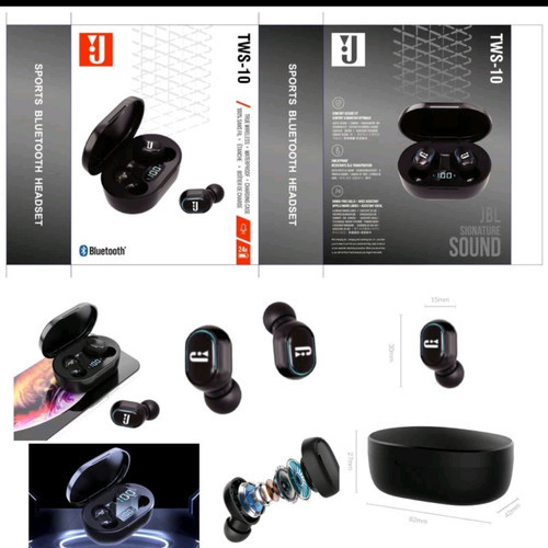 Headset Wireless Bluetooth TWS 10 11 Handsfree Original