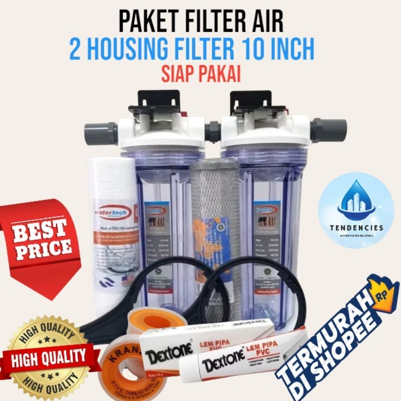 PAKET FILTER AIR SUMUR 2 SARINGAN 2 HOUSING FILTER AIR SIAP PAKAI / PAKET FILTER AIR 2 TAHAP