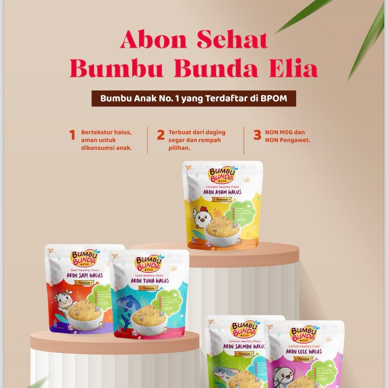 

BUMBU BUNDA ELIA Abon MPASI/ Abon Halus Ayam Sapi Salmon Tuna Lele/ Abon Bayi Anak Mulai usia 6 Bulan