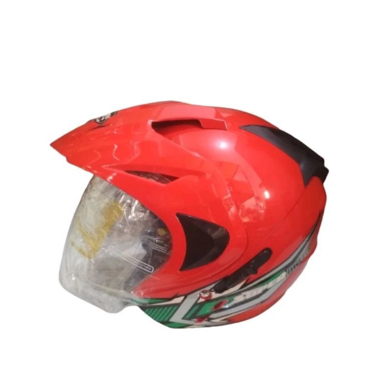 HELM JP7 SOLID DNS DOUBLE VISOR HALF FACE ABS MERAH MUDA