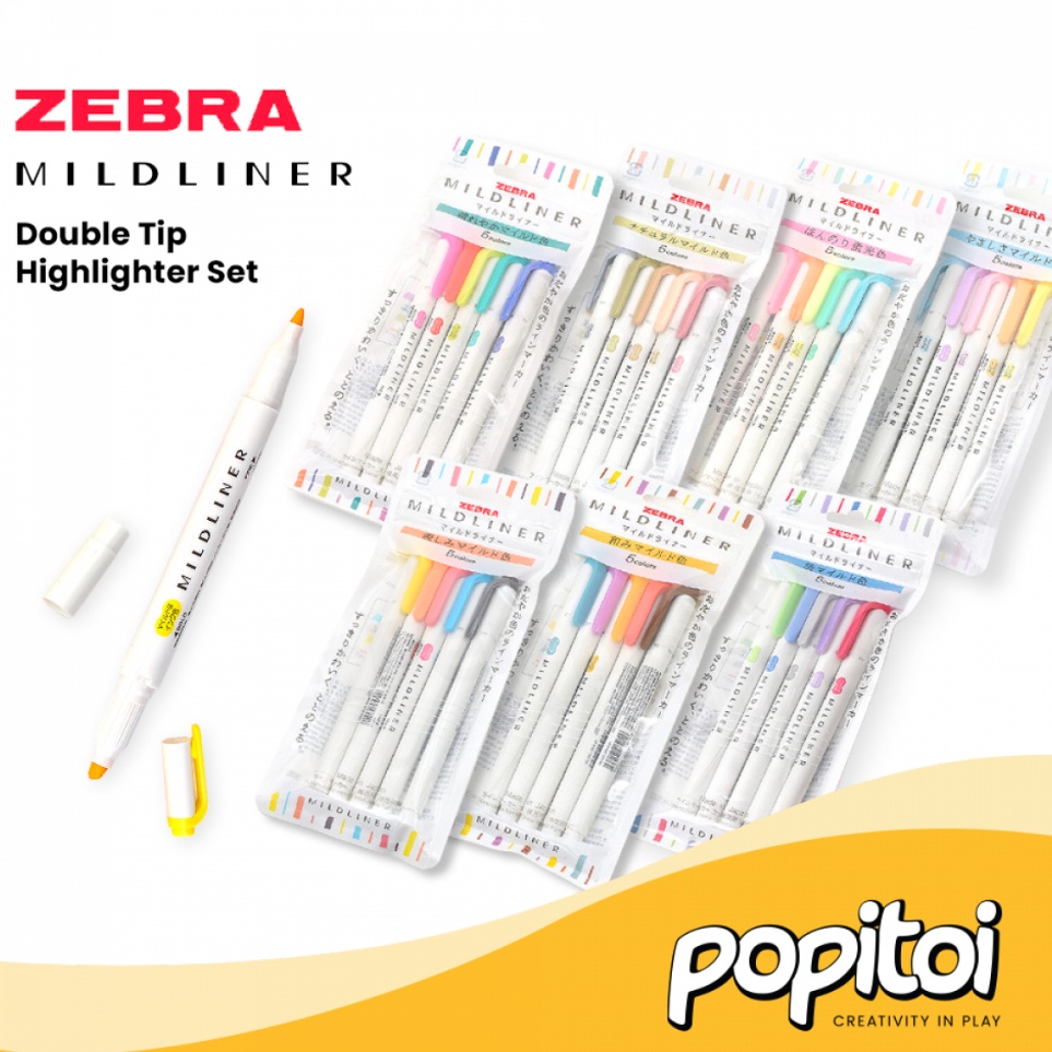

KODE F74B Zebra Mildliner SET Double Tip Highlighter Midliner Pastel Marker