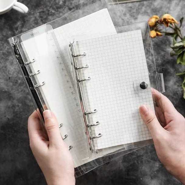

KODE C28C BINDER 6 ring binder transparan A5 A6 journal planner notebook buck tulip catatan polos thehanscorner