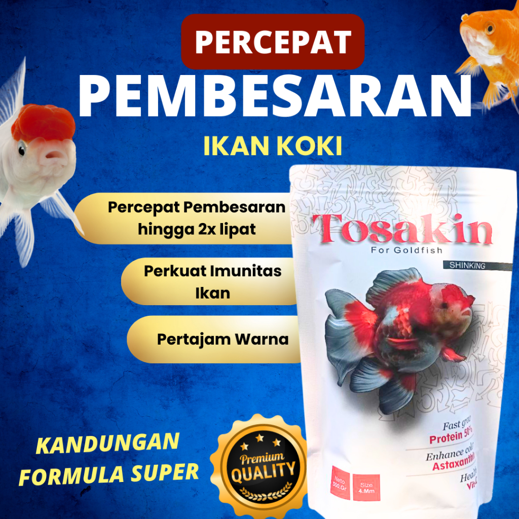 Pakan Pelet Ikan Koi Khusus Pembesaran Tosakin tinggi protein