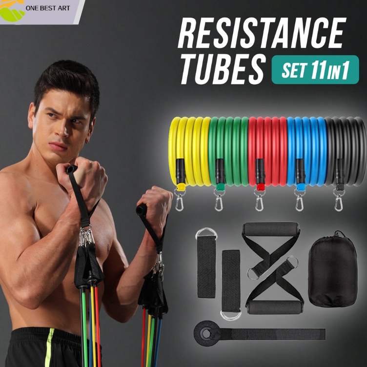 Gratis Garansi  Resistance Bands Set 11 IN 1 Set Tali Pembantu Fitness  Resistance Tubes Elastic Gym