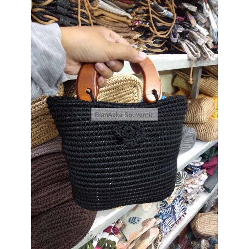 Tas rajut jinjing bunga-tas rajut murah tanpa furing