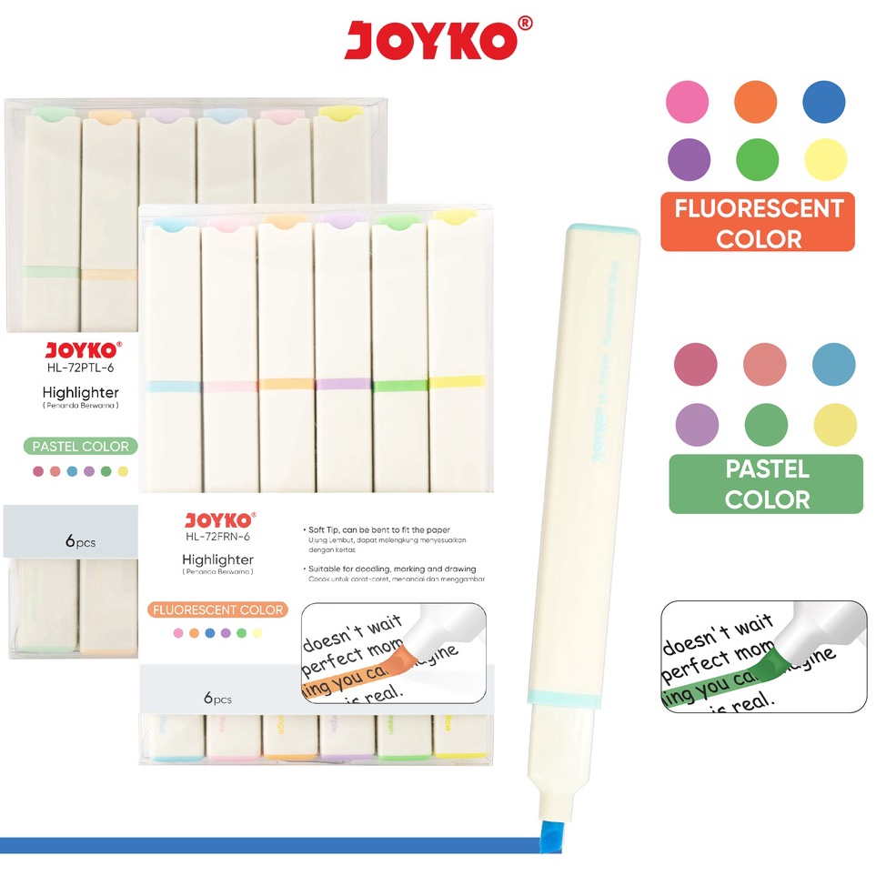 

KODE W78F Penanda Berwarna Highlighter Joyko HL72FRN 72PTL 6 Warna
