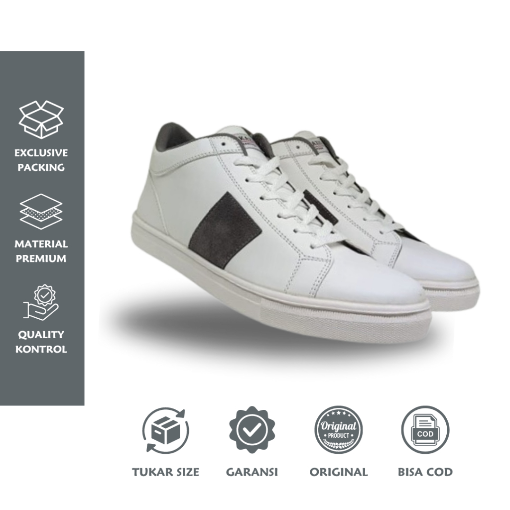 Sepatu Sneakers Warna Putih | Sneakers Unisex Cewek Cowok Kasual - RAS Jackson White Size 39-44