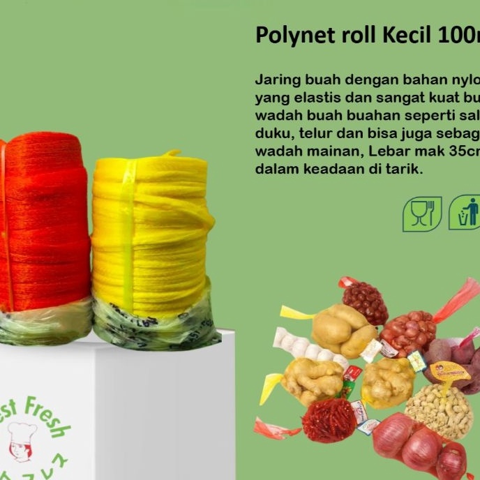 Unggul polynet  jaring buah roll kecil  1m   Hanger polynet  1 set