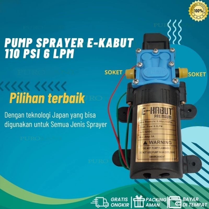 Dinamo Tangki Sprayer Elektrik E-Kabut 110psi 3.5A 6LPM Pompa ekabut