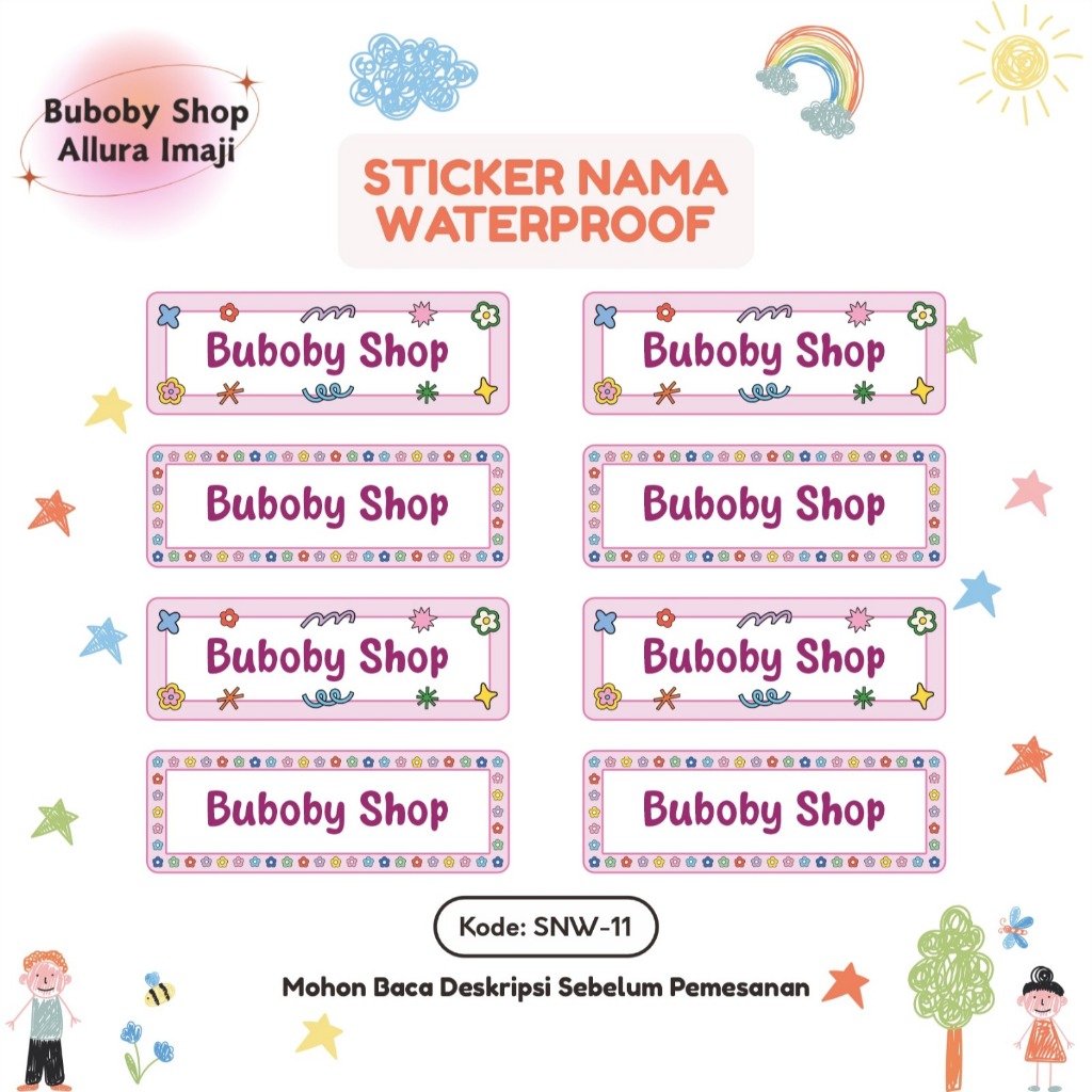 

Sticker Nama Waterproof SNW-11