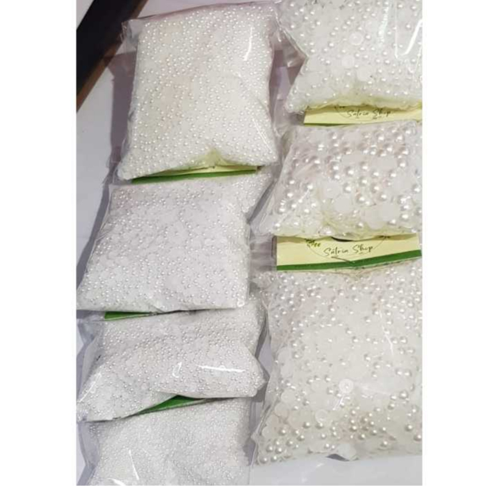 Manik manik parel mutiara setengah white/Parel 1/2 Bulat I M P White/Hiasan kuku/Hiasan Hena