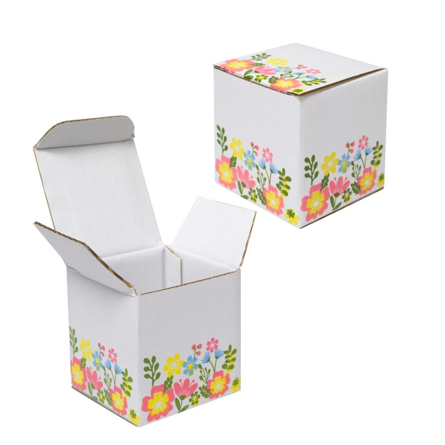 

(5pcs) Box Souvenir Pernikahan Kardus Kotak Skincare Dus Ukuran 8x8x8cm Motif Hibiscus