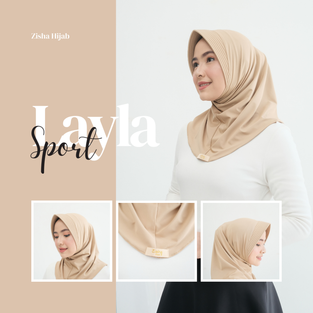 Hijab Bergo Pet Tebal Jilbab Instan Terbaru Kerudung Sport Warna Khaki Spandeks Livia Super