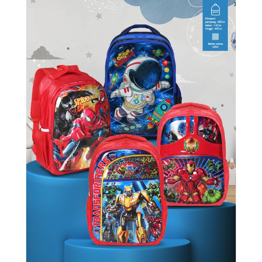 Tas Ransel Anak Sekolah Cwok Karakter Batok Helo - Tas Ransel Sekolah Tk Sd 16inch