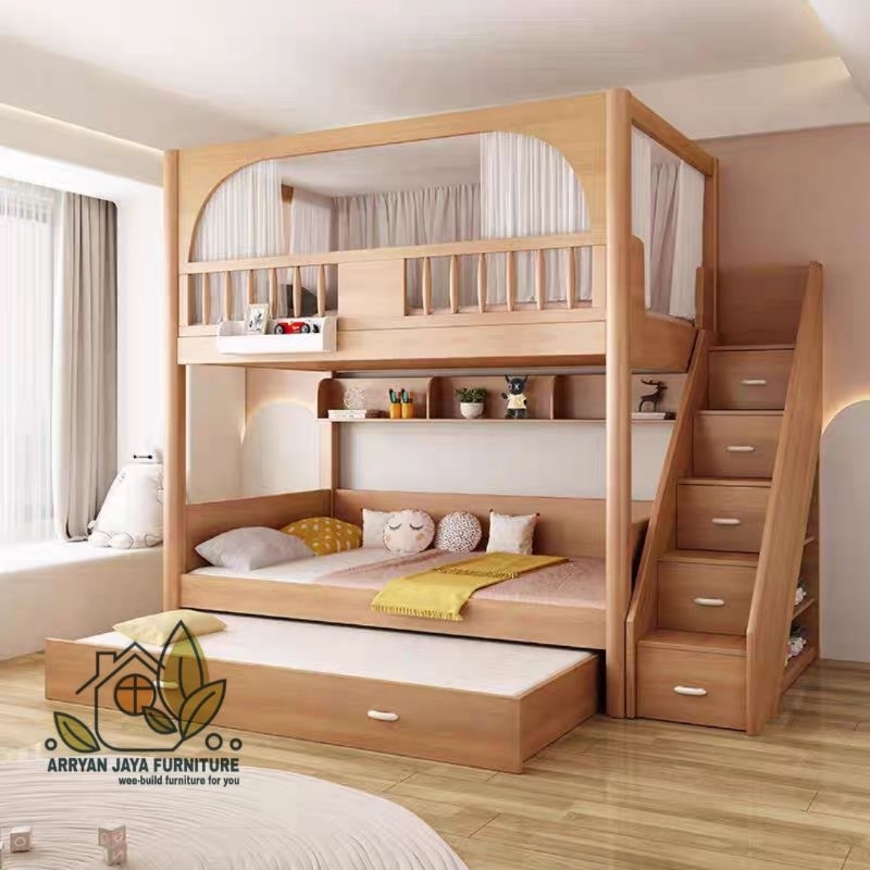 tempat tidur tingkat anak jati, ranjang susun, kasur tingkat