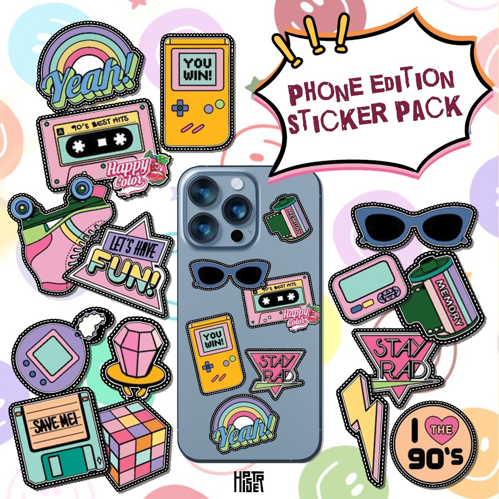 

14pcs 90S Stiker Aesthetic | ANTI LUNTUR ANTI AIR | Stiker HP Stiker Laptop Sticker Aesthetic