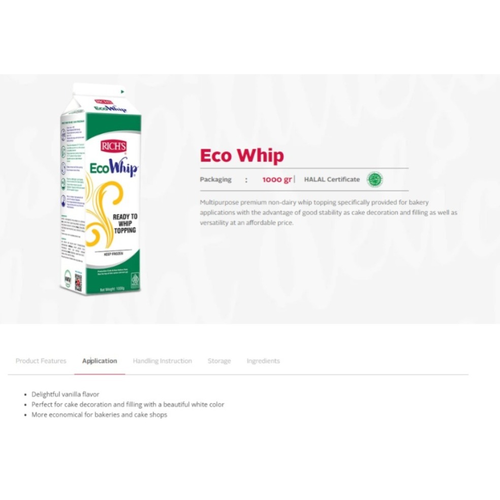 

Rich's Eco Whip 1000gr ( WHIPPING CREAM ) 1DUS