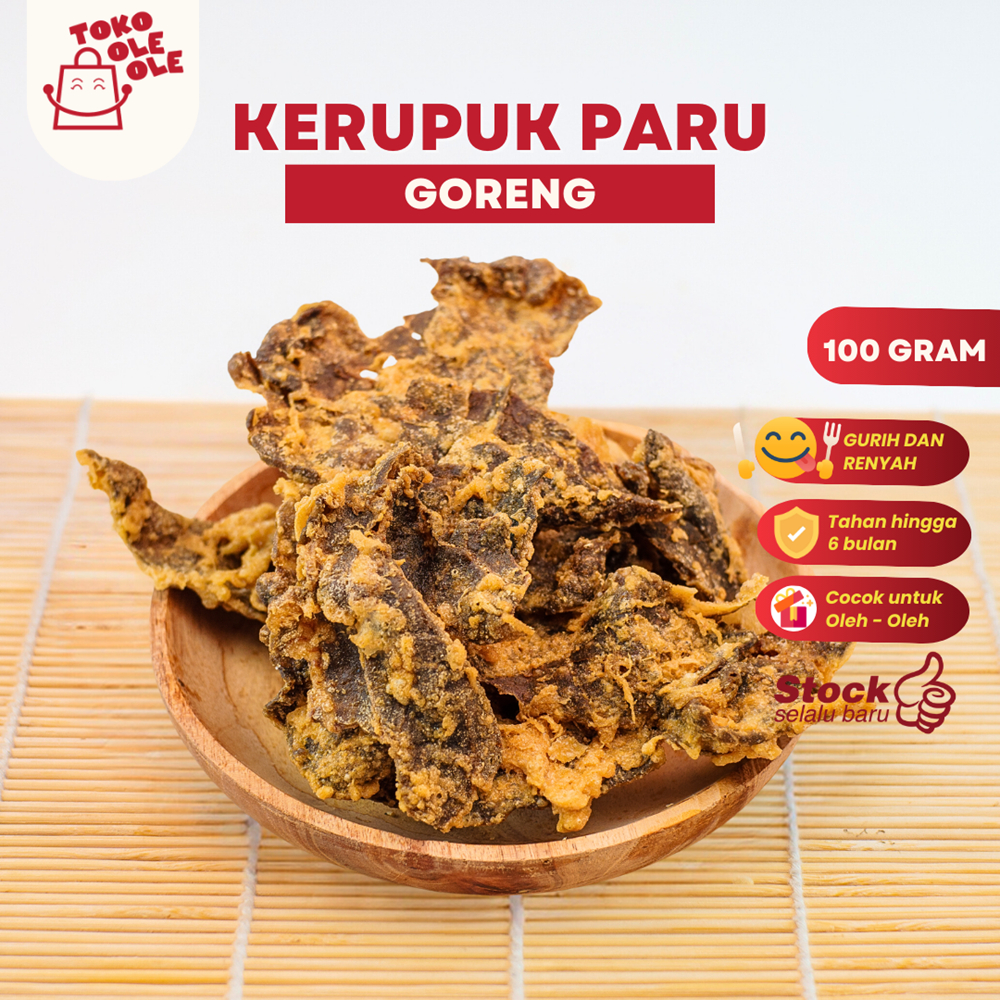 

Keripik Paru Sapi Camilan Kerupuk Paru Goreng Cap Kepala Singa Khas Surabaya 100 gr