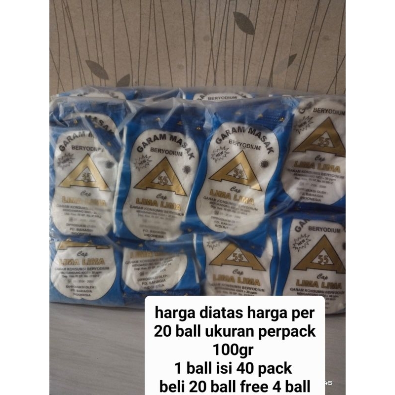 

garem segitiga lima lima 100gr(harga per 20 ball free 4 ball)1 ball isi 40 pack