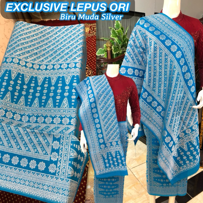 Exclusive Songket Lepus ORI  Biru Muda /Lepus Gebeng warna ORI /songket tenun asli palembang /ilham 