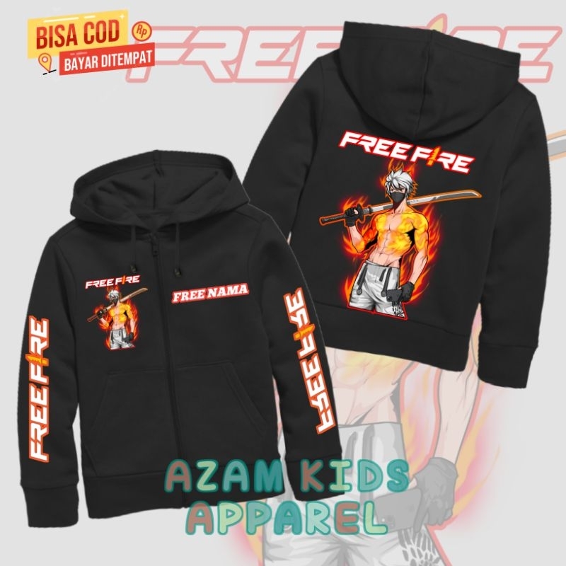 (BISA COD) Jaket Hoodie Anak Free Fireee Karakter FF Free Nama / Jaket Resleting Anak Karakter FF Fr