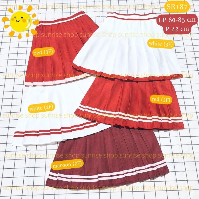 ROK MINI GARIS MERAH ROK MINI LIST MERAH/MAROON 17 AGUSTUSAN