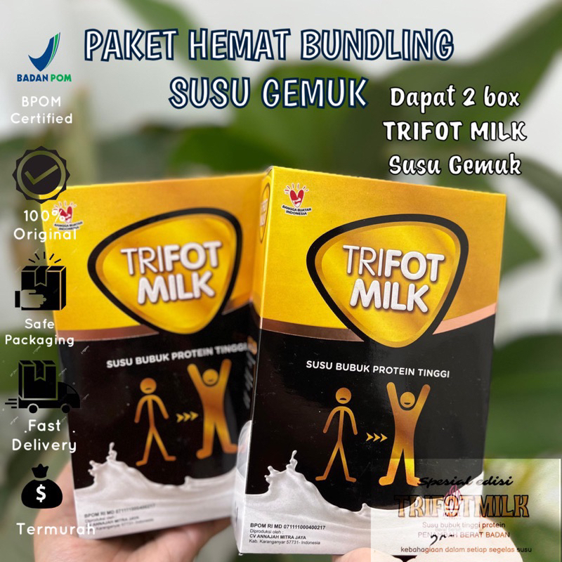 

Trifot Milk Penggemuk Badan Isi 2 Box Susu Vanilla/Cokelat