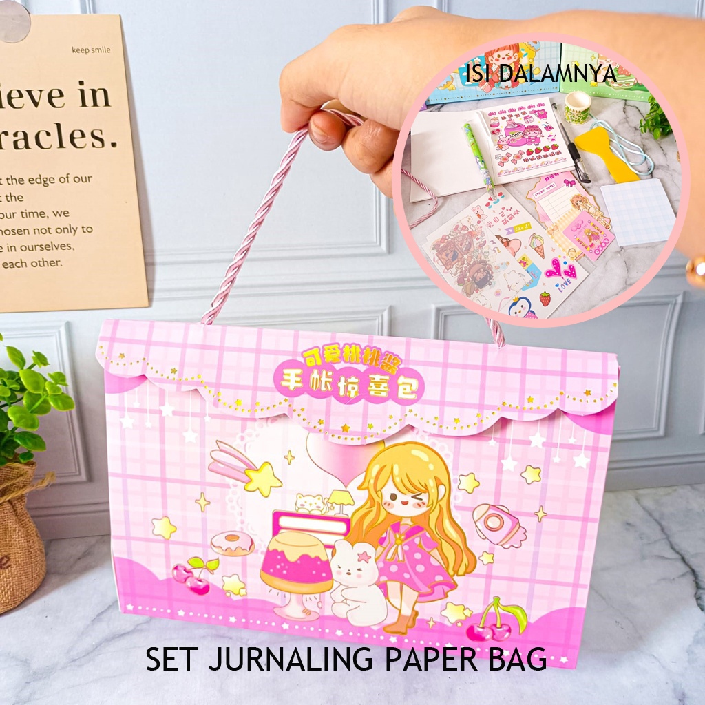 

SET JURNALING SZ-65 DIY PAPER BAG JURNAL STICKER SPATULA PINSET CRAFT KREATIVITAS
