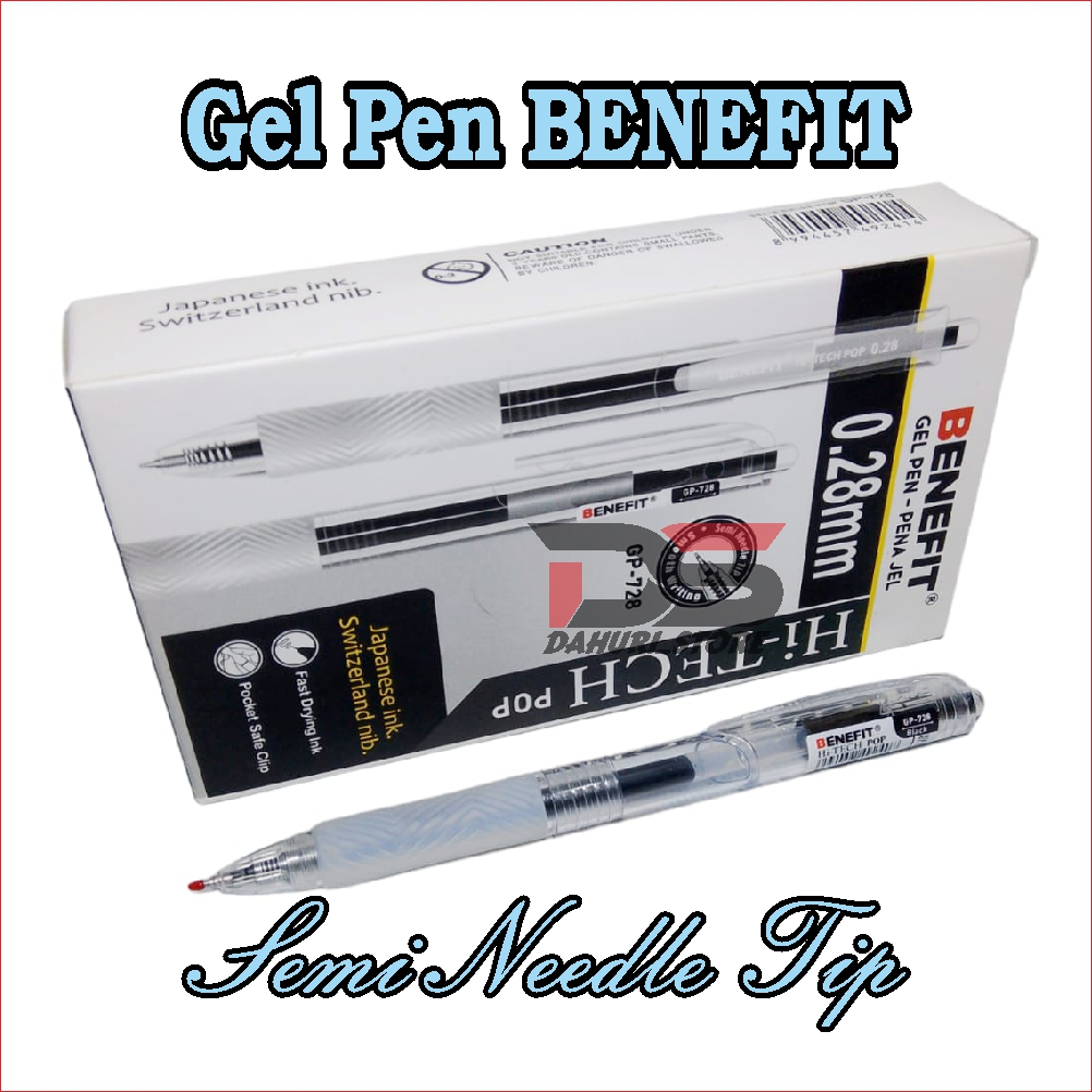 

PULPEN BOLPOIN GEL PEN BENEFIT PENA JEL 0.28mm GP 728 Harga 3 pcs