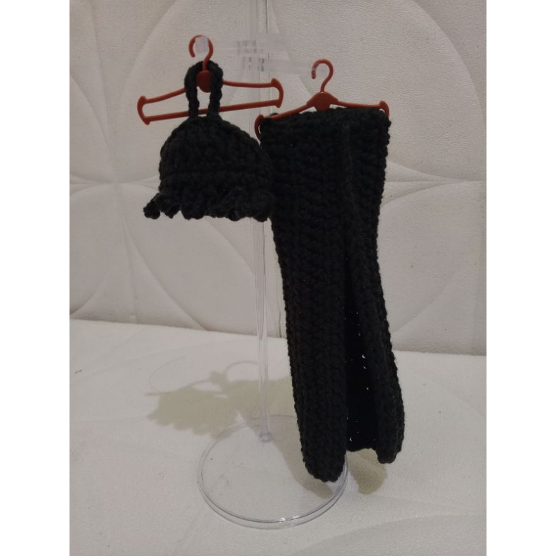 baju boneka rajut gaun hitam panjang sexy