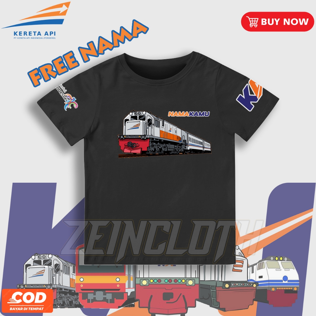 Kaos Anak Lokomotif Kereta Api KAI / Baju KAI Kereta Api Anak