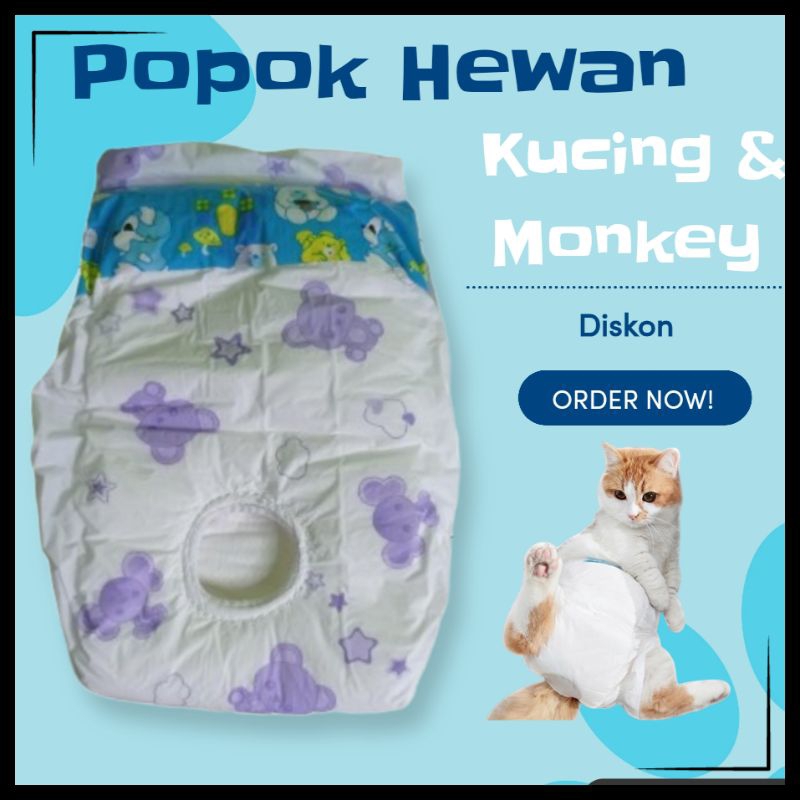 24pcs - Popok Hewan Pempers Kucing Kecil Pampers Monkey Baby Pamper Perlak Size S 2-10Bulan