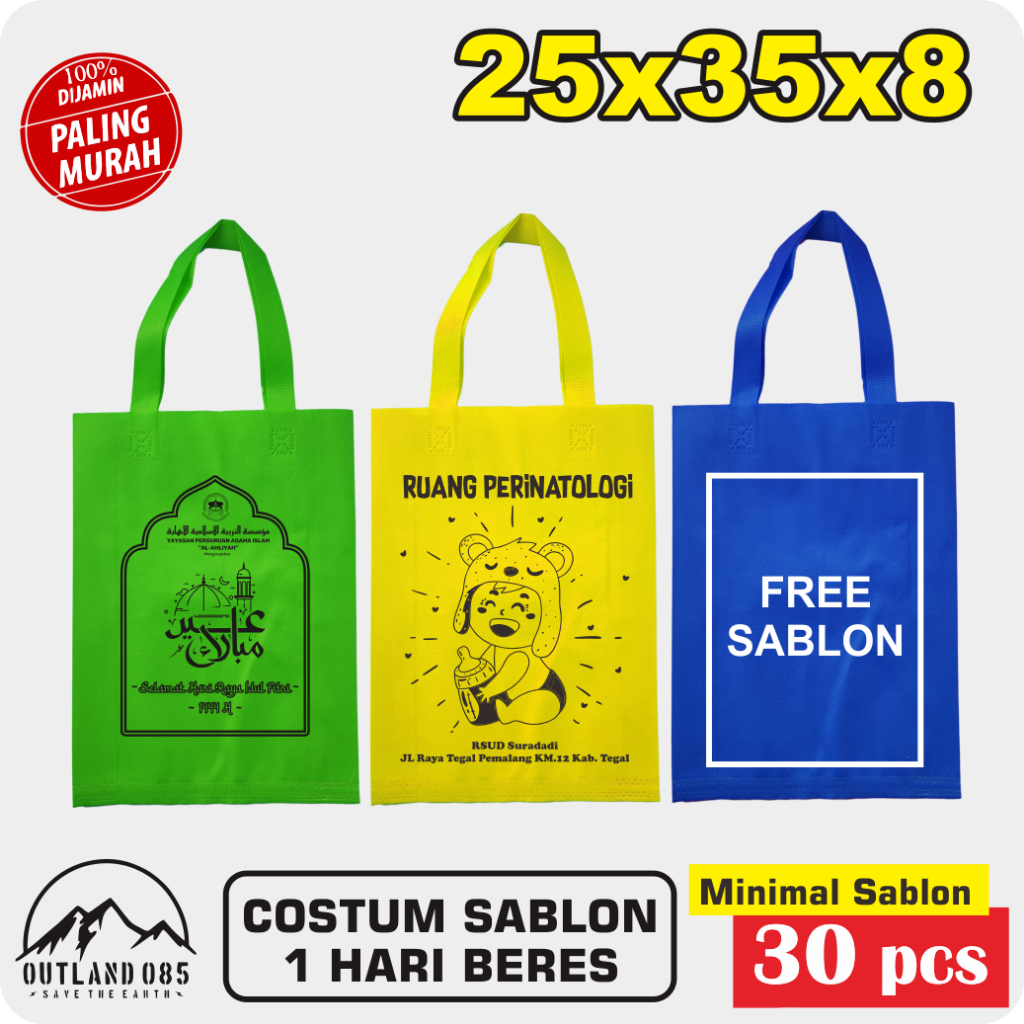 

Custom goodie bag 25x35x8 kantong pegangan souvenir promosi acara murah