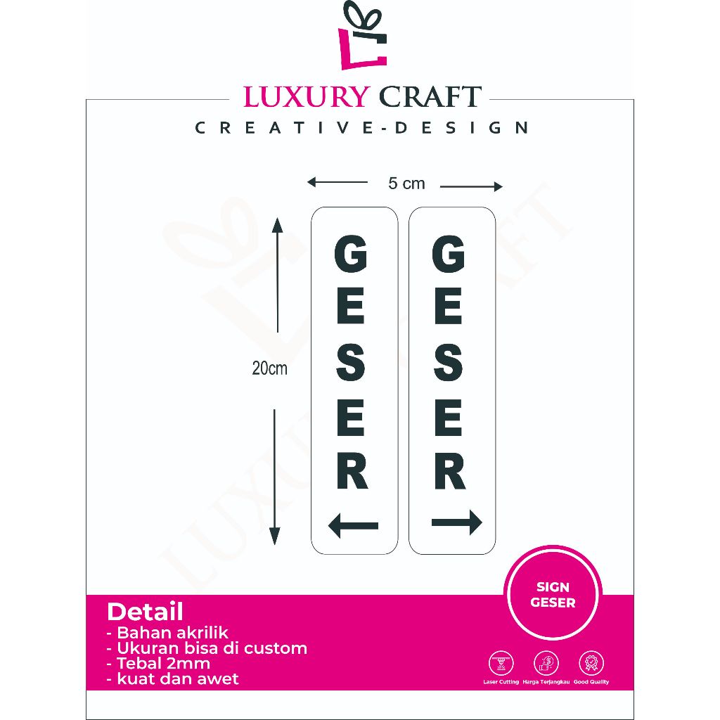 

Geser Sign Board Aklirik Slide Signage Acrilic Papan Tempelan Pintu Akrilik (Satu Set)