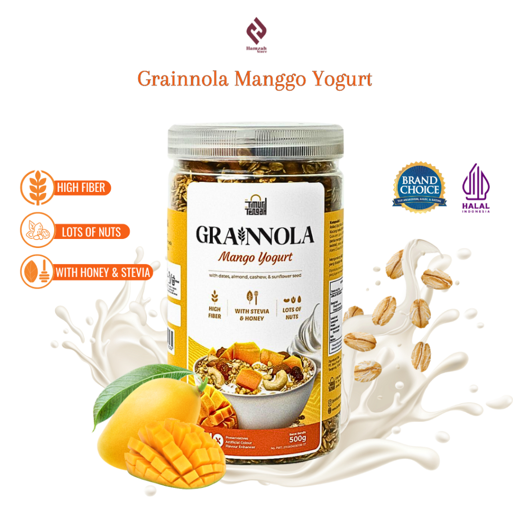 

Grainnola Mango Yogurt 500 gr Cemilan Rendah Kalori Granola Timur Tengah