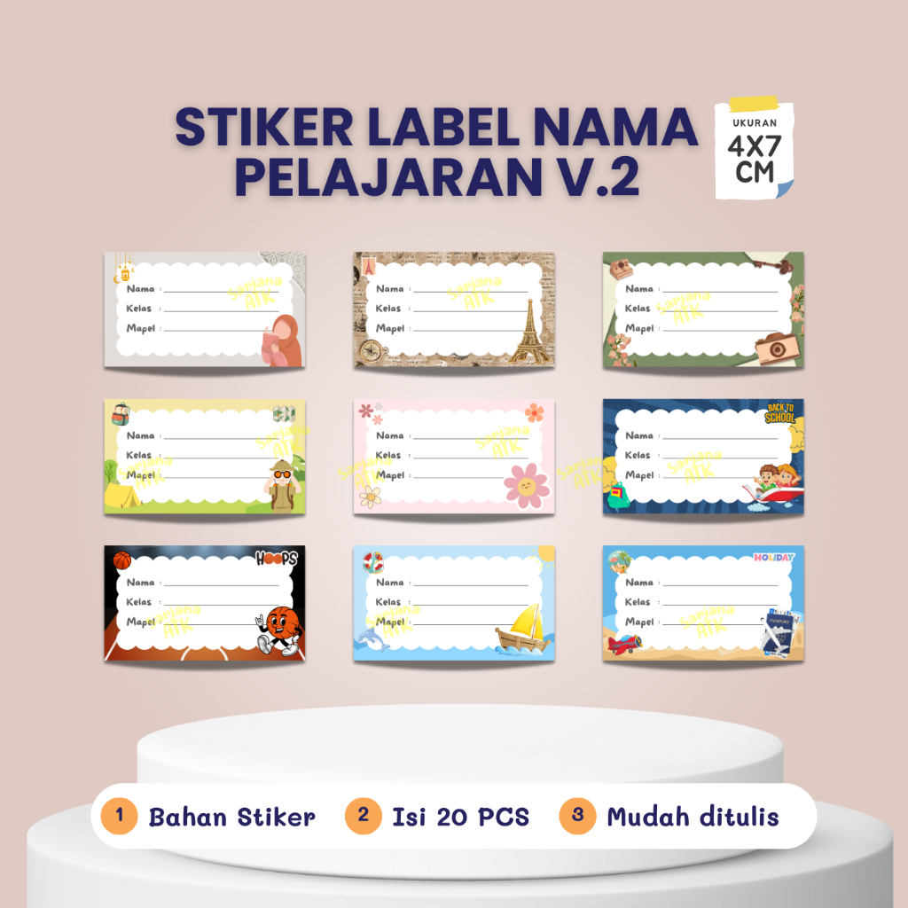 Stiker Label Nama Buku Sekolah Karekter / Label Buku / Stiker Mapel / Stiker Buku Pelajaran SMP SMA 