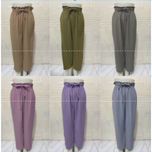Celana kulot cringkel premium kulot highweist model pita depan kulot serut kulot kancing