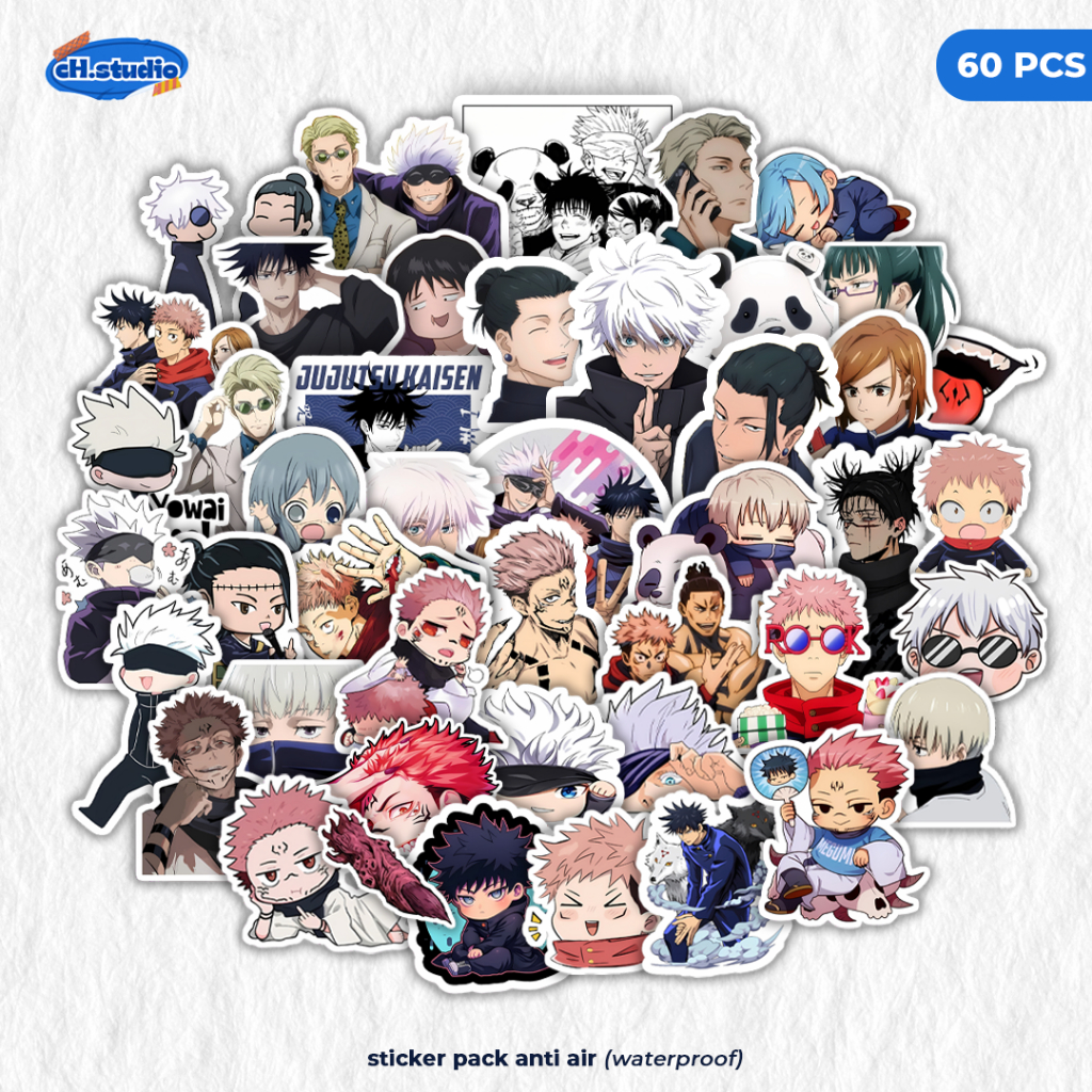 

Stiker Pack Anime 60 PCS JUJUTSU KAISEN GOJO YUJI Vinyl Tahan Air Waterproof untuk Sticker Laptop - Casing - Buku Diary