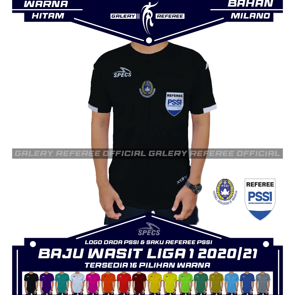 KODE R4U wasit  Baju Wasit SPECS 2221 LOGO DADA PSSI  SAKU REFEREE PSSI  16 WARNA