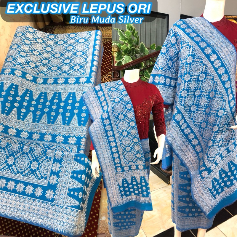 Exclusive Songket Lepus ORI  Biru Muda /Lepus Gebeng warna ORI /songket tenun asli palembang /ilham 