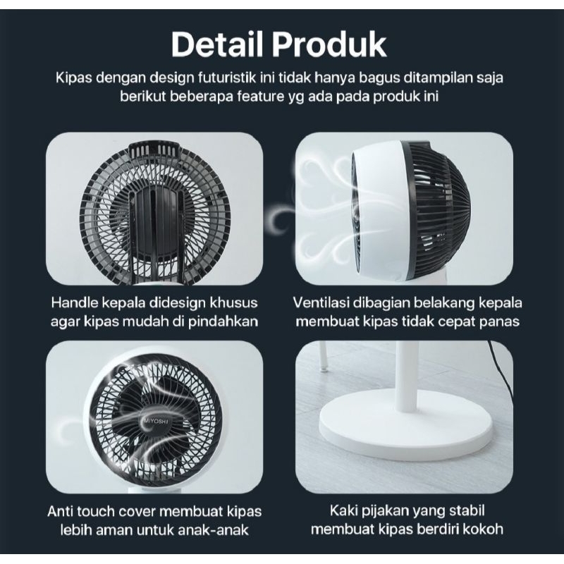 Ay00 Kipas Angin Berdiri Rotation Fan Ruang Tamu Kipas Angin AC Minimalis DnA 9 in