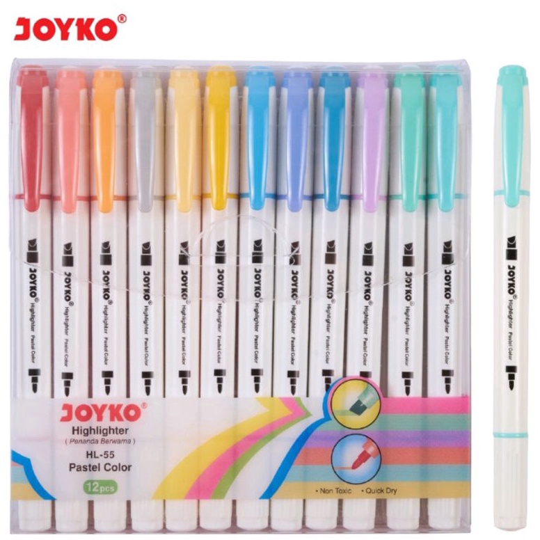 

KODE B32R 1 Set isi 12 Warna GROSIR Highlighter Joyko HL55 Highlighter Penanda Joyko HL55 Joyko HL 55