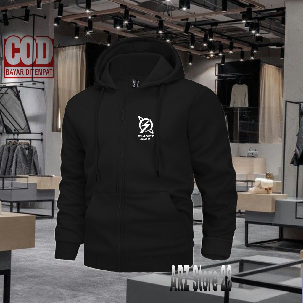 Terlaris  Free Jaket Resleting Text Putih Planet Surf 79 Sweater Distro Terbaru Hoodie Termurah Pria