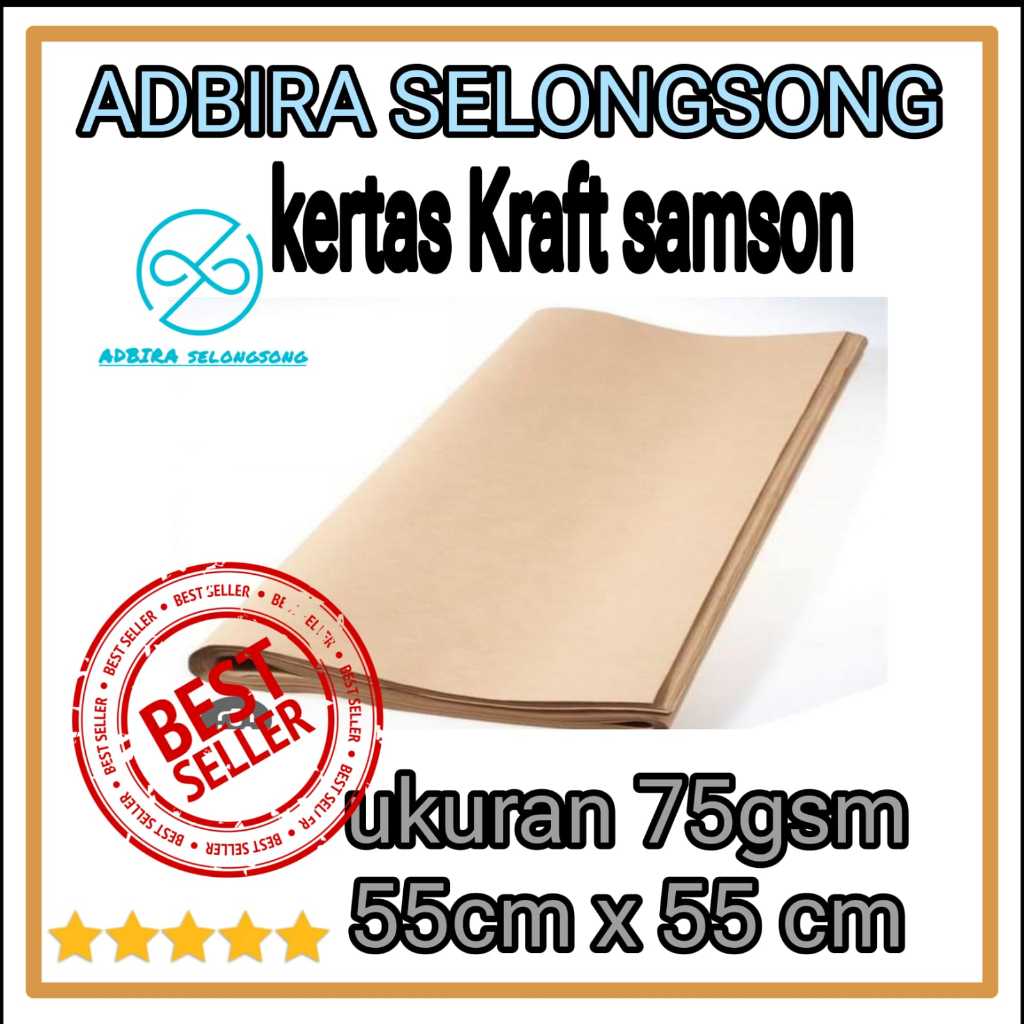 

kertas samson coklat ukuran 55 cm x 55 cm dan 75 gsm