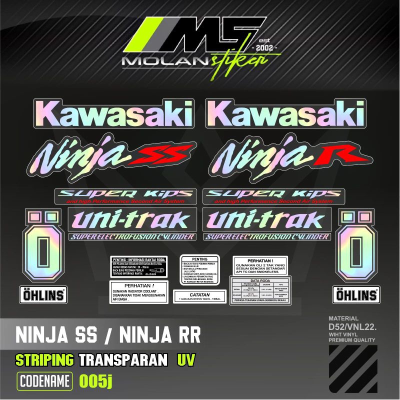 Decal Sticker Striping Variasi Transparan Uv Hologram Ninja Ss Ninja R Ninja R Super kips Ninja R Ki