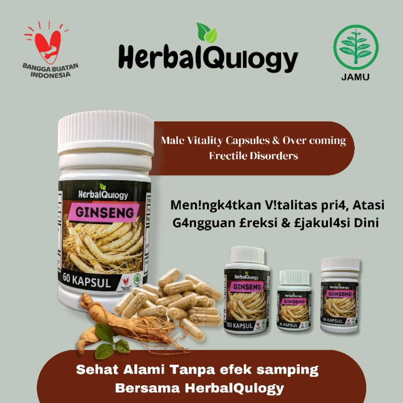 HerbalQulogy - GINSENG Isi 60 & 100 Kapsul Murni Alami 100% Asli tunggal Original 30 kapsul ginseng 