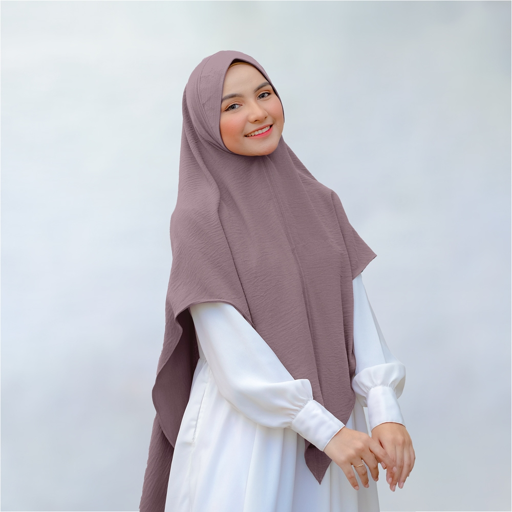Hijab Khimar Carla Crinkle Airflow Premium | Khimar Syar'i Pad Antem Size L 80x110cm